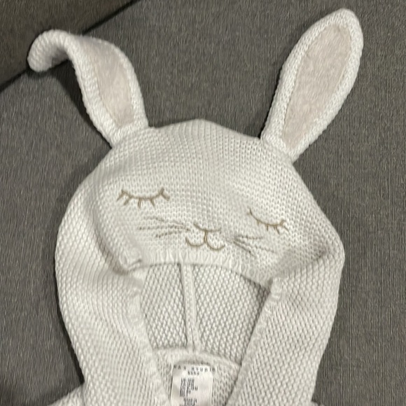Max Studio Knit Sweater with Bunny Rabbit Ears Hoodie Long Sleeve Easter - Picture 7 of 9